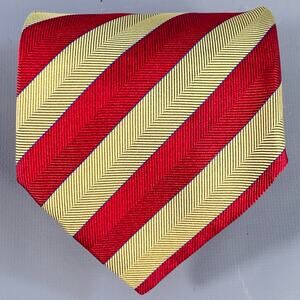 PROCHOWNICK Red Yellow Diagonal Stripe Silk Tie